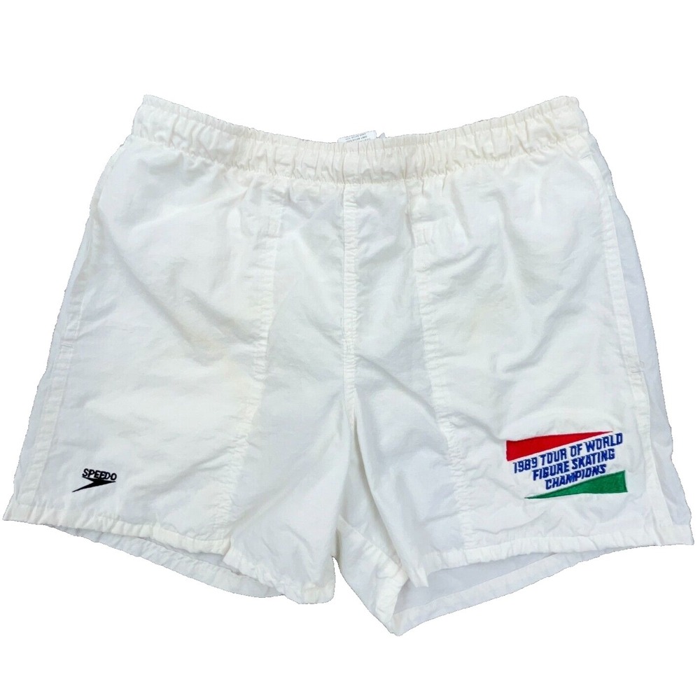 Vintage Figure Skating Shorts‎ Women Small White 1989 World Tour Champs 80s USA